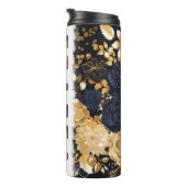 MAMA  Navy/Gold Bloemen Tumbler Thermosbeker (Geroteerd rechts)