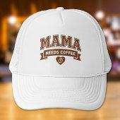 MAMA Needs Coffee Brown White Heart Coffee Bean Trucker Pet