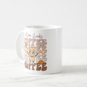 "Mama Needs Coffee" Retro Funny Pastel Floral Koffiemok (Voorkant links)