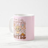 "Mama Needs Coffee" Retro Pastelbloem Koffiemok (Voorkant links)