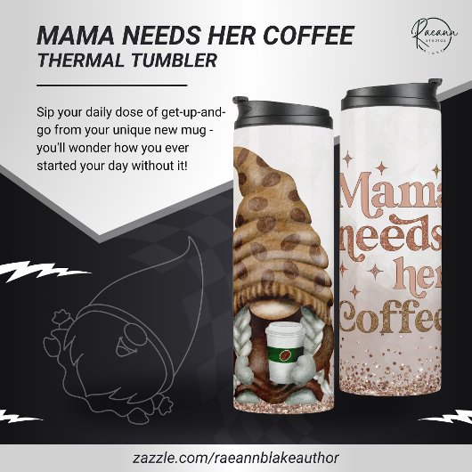 Mama Needs Her Coffee Gnome Thermische Bekerglas Thermosbeker
