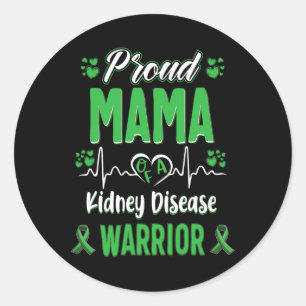 Mama Nierziekte Warrior Awareness Lint Groen Ronde Sticker