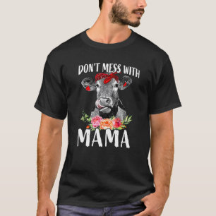 Mama Niet Pesten Bloem Koeien Vintage Kleding T-shirt