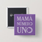 Mamá Número Uno Modern Geometric Font op Violet Vierkante Button 5,1 Cm (Voorkant /achterkant)