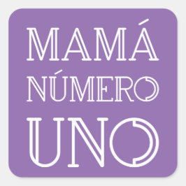 Mamá Número Uno Modern Geometric Font op Violet Vierkante Sticker