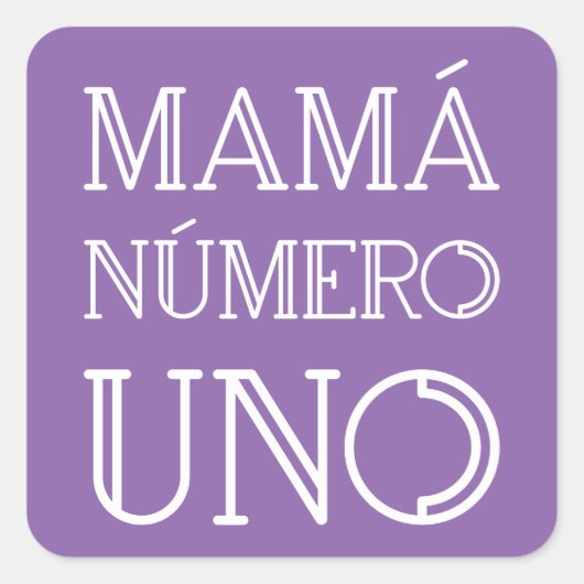 Mamá Número Uno Modern Geometric Font op Violet Vierkante Sticker (Voorkant)