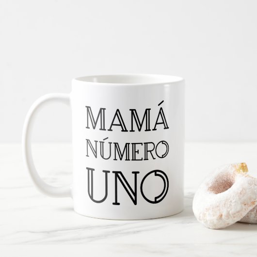Mamá Número Uno Modern Geometric Typografie Koffiemok (Met donut)