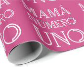 Mamá Número Uno Trendy Typografie op donkerroze Cadeaupapier (Rol Hoek)