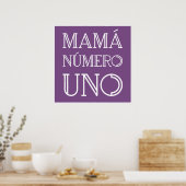 Mamá Número Uno Trendy Typografie op Paars Poster (Keuken)