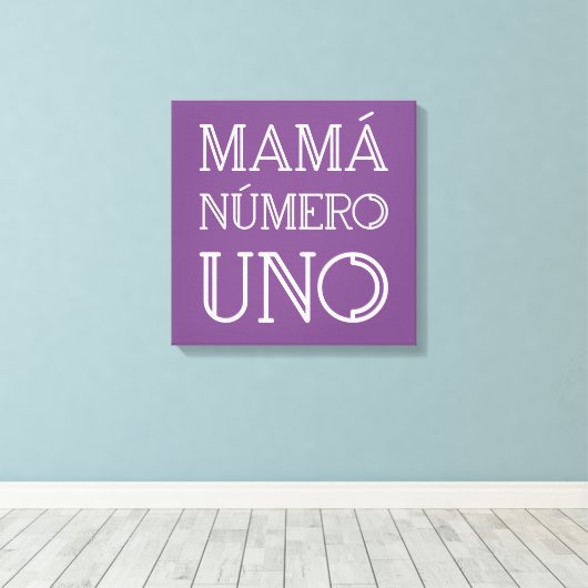 Mamá Número Uno Trendy Typografie over Paars Canvas Afdruk (Insitu (Houten vloer))