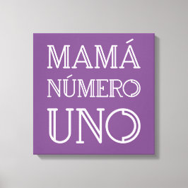 Mamá Número Uno Trendy Typografie over Paars Canvas Afdruk