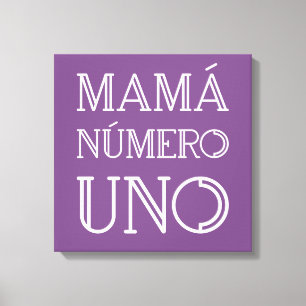 Mamá Número Uno Trendy Typografie over Paars Canvas Afdruk