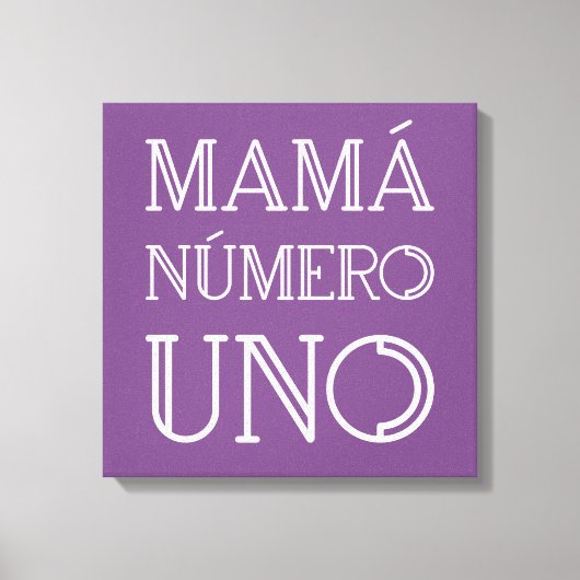 Mamá Número Uno Trendy Typografie over Paars Canvas Afdruk (Voorkant)