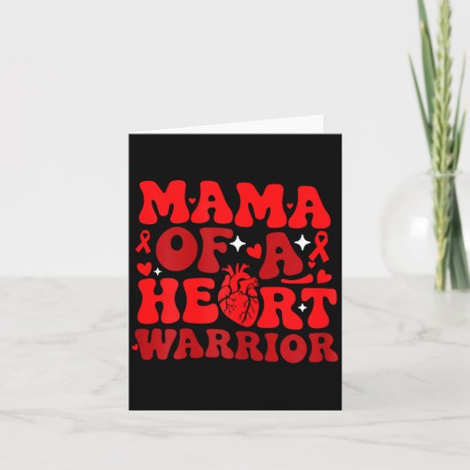 Mama Of A Heart Warrior Chd Awareness Heart Diseas Kaart (Voorkant)