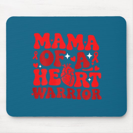 Mama Of A Heart Warrior Chd Awareness Heart Diseas Muismat (Voorkant)