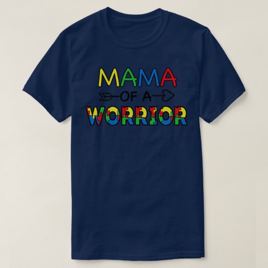 Mama of a Worrier Motivation Cool Support Autism A T-shirt (Design voorkant)