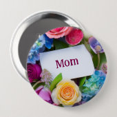 MAMA of aangepaste naam omringd door bloemen Ronde Button 4,0 Cm (Voorkant /achterkant)