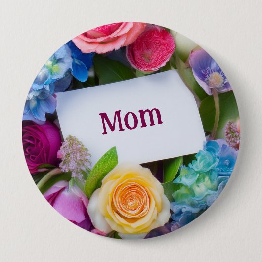 MAMA of aangepaste naam omringd door bloemen Ronde Button 4,0 Cm (Voorkant)