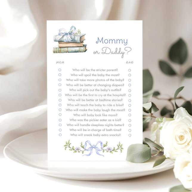 Mama of Daddy Blue Bow Books baby shower spel (Creator heeft geüpload)