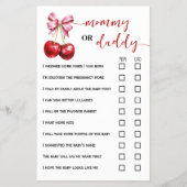Mama of Daddy Cherry Baby shower Game Kaart (Voorkant)