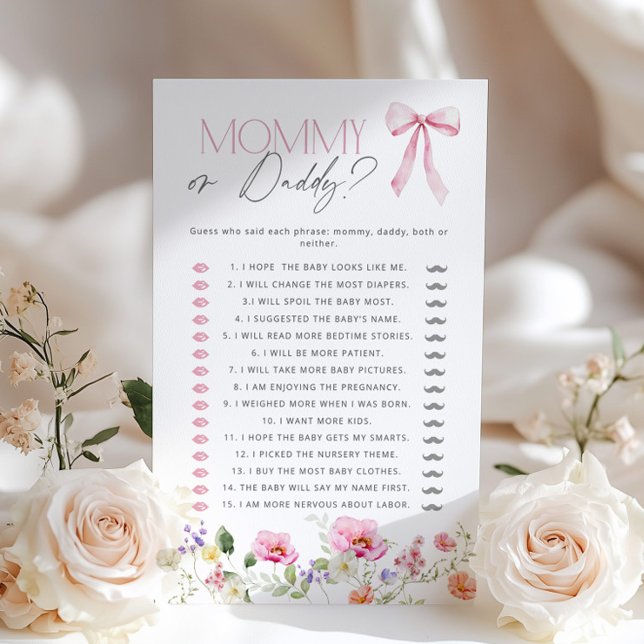Mama of Daddy Pink Bow Bloemen baby shower spel (Creator heeft geüpload)