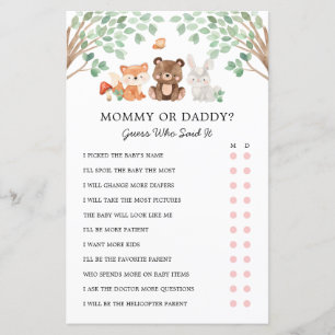 Mama of Daddy Woodland Baby shower Spel
