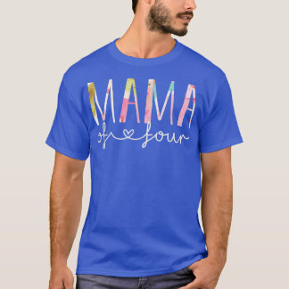 Mama of Four Cute Floral Design Mam van 4 Moeder v T-shirt