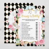 Mama of papa | Alice in Wonder Baby shower Game Kaart (Voorkant / Achterkant)