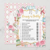 Mama of papa Alice in Wonderland Baby Game Kaart (Voorkant / Achterkant)