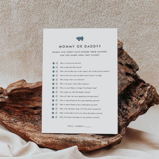 Mama of papa Baby shower Spel Informatiekaartje