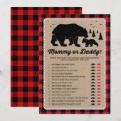 Mama of papa | Beer Lumberjack Baby shower Game Kaart (Voorkant / Achterkant)