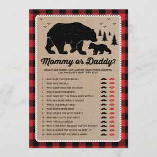 Mama of papa   Beer Lumberjack Baby shower Game Kaart