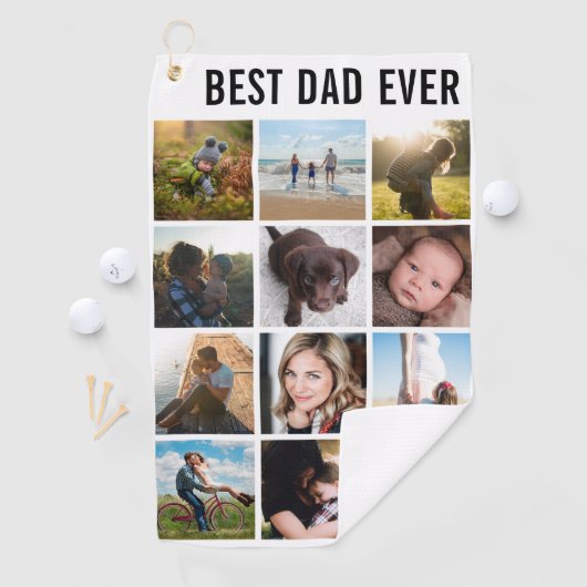Mama of papa Beste papa ooit Bewerkbare foto Keeps Golfhanddoek (Insitu)