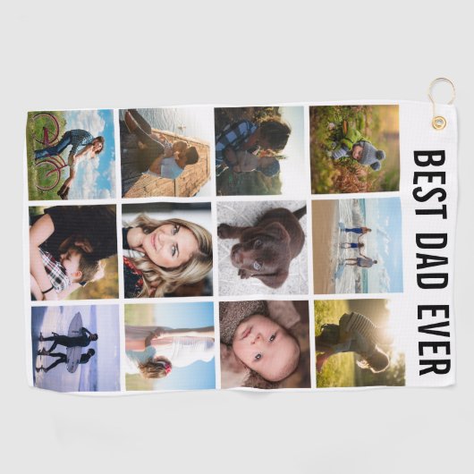 Mama of papa Beste papa ooit Bewerkbare foto Keeps Golfhanddoek (Horizontaal)