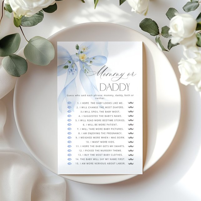 Mama of papa Blue Bow Raad Wie Bloemen spel (Creator heeft geüpload)