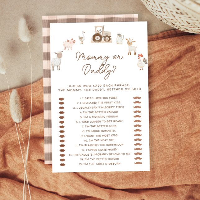 Mama of papa Boerderij Dieren Baby shower Spel (Creator heeft geüpload)