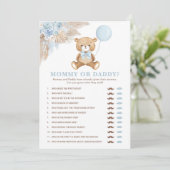 Mama of Papa Boho Beer Baby shower Game Kaart (Staand voorkant)