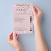 Mama of papa Guess Baby shower Spel Daisies Roze Flyer (Hand)