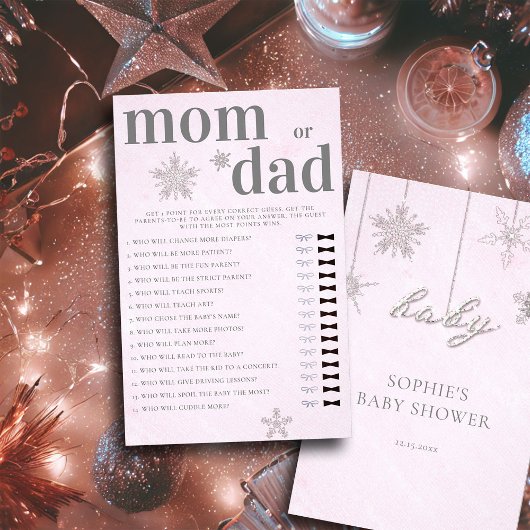 Mama of papa Guess Baby shower Spel Roze Winter Flyer