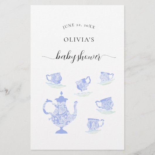 Mama of papa Guess Tea Party Boy Baby shower Flyer (Achterkant)