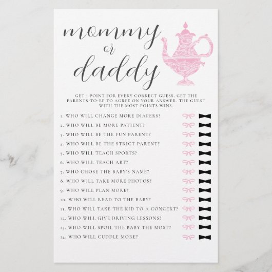 Mama of papa Guess Tea Party Meisje Baby shower Flyer (Voorkant)