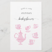 Mama of papa Guess Tea Party Meisje Baby shower Flyer (Achterkant)