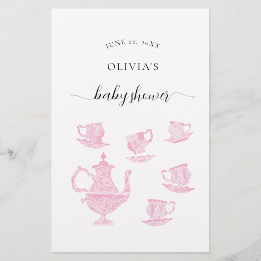 Mama of papa Guess Tea Party Meisje Baby shower Flyer (Achterkant)