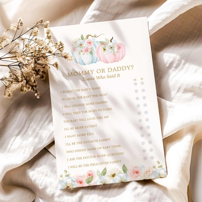 Mama of papa Herfst Gender Reveal Game (Autumn Gender Reveal Mommy or Daddy Baby Shower Game)