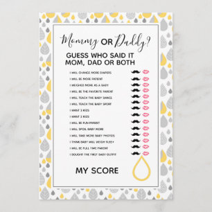 Mama of papa kent het bruids baby shower spel kaart