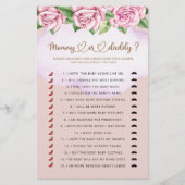 Mama of papa meisje baby shower spel (Voorkant)