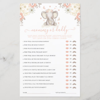 Mama of Papa Olifant Meisje Baby Shower Spel