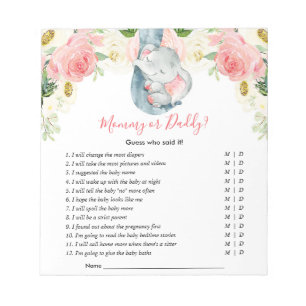 Mama of papa Raad eens wie het baby shower spel ze Notitieblok