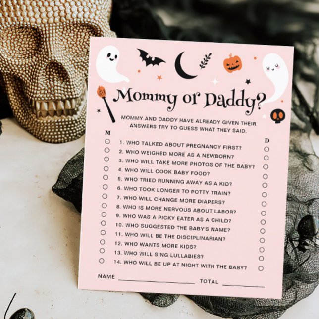 Mama of papa Roze Halloween Baby shower spel (Creator heeft geüpload)