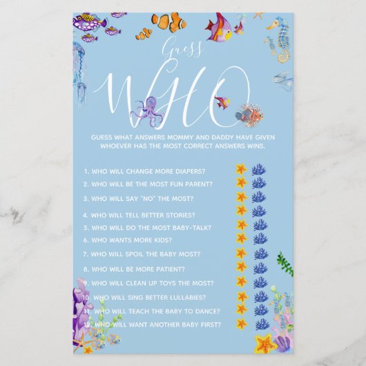 Mama of papa speelde onder het Zee Baby shower (Voorkant)